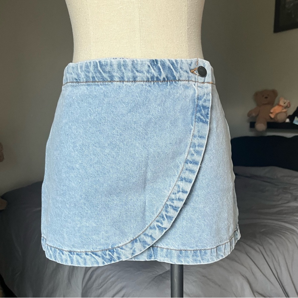 mini denim wrap skirt